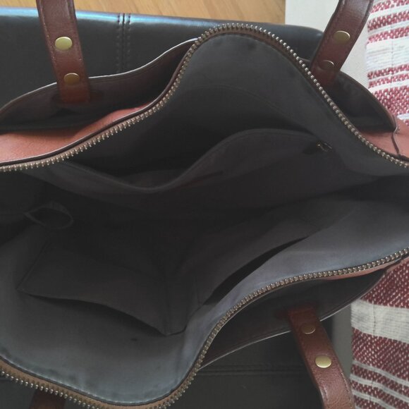 Fossil Brown Leather Tote Bag - Picture 6 of 12